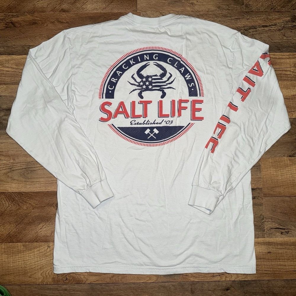 Salt Life "Cracking Claws" Long Sleeve Shirt Size Medium